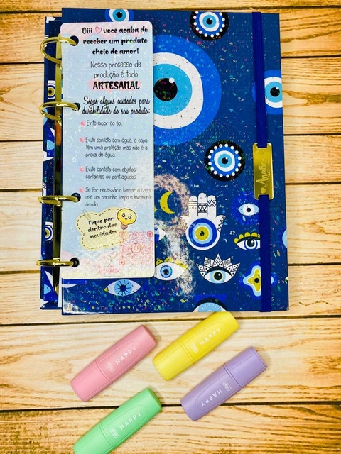 Fichário Personalizado Olho Grego AZUL