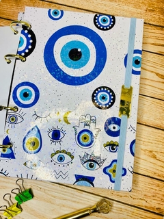 Fichário Personalizado Olho Grego Branco - comprar online