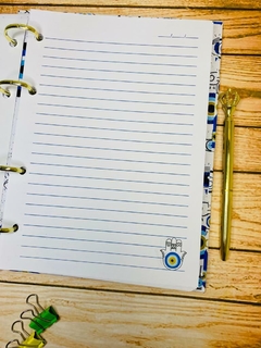 Fichário Personalizado Olho Grego Branco - Analice Ateliê