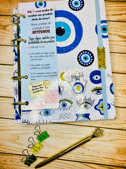 Fichário Personalizado Olho Grego Branco