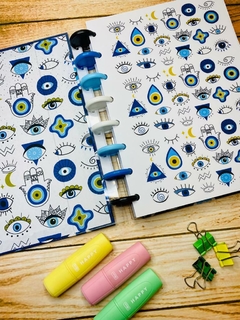 Caderno de Discos - Coleção Olho Grego - Azul - Analice Ateliê