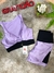 CONJUNTO DE SHORTS E TOP C/BOJO CIRRE ROXO CLARO C/ PRETO