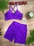 CONJUNTO CANELADO SHORTS EMPINA BUMBUM E TOP C/BOJO - ROXO - comprar online