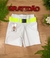SHORTS BRANCO COM CINTO VERDE NEON