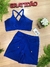 CONJUNTO CANELADO SHORTS EMPINA BUMBUM E TOP C/BOJO - AZUL