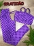 CONJUNTO DE LEGGING C/CORDINHA E TOP S/BOJO - ROXO C/BOLINHA PRETA