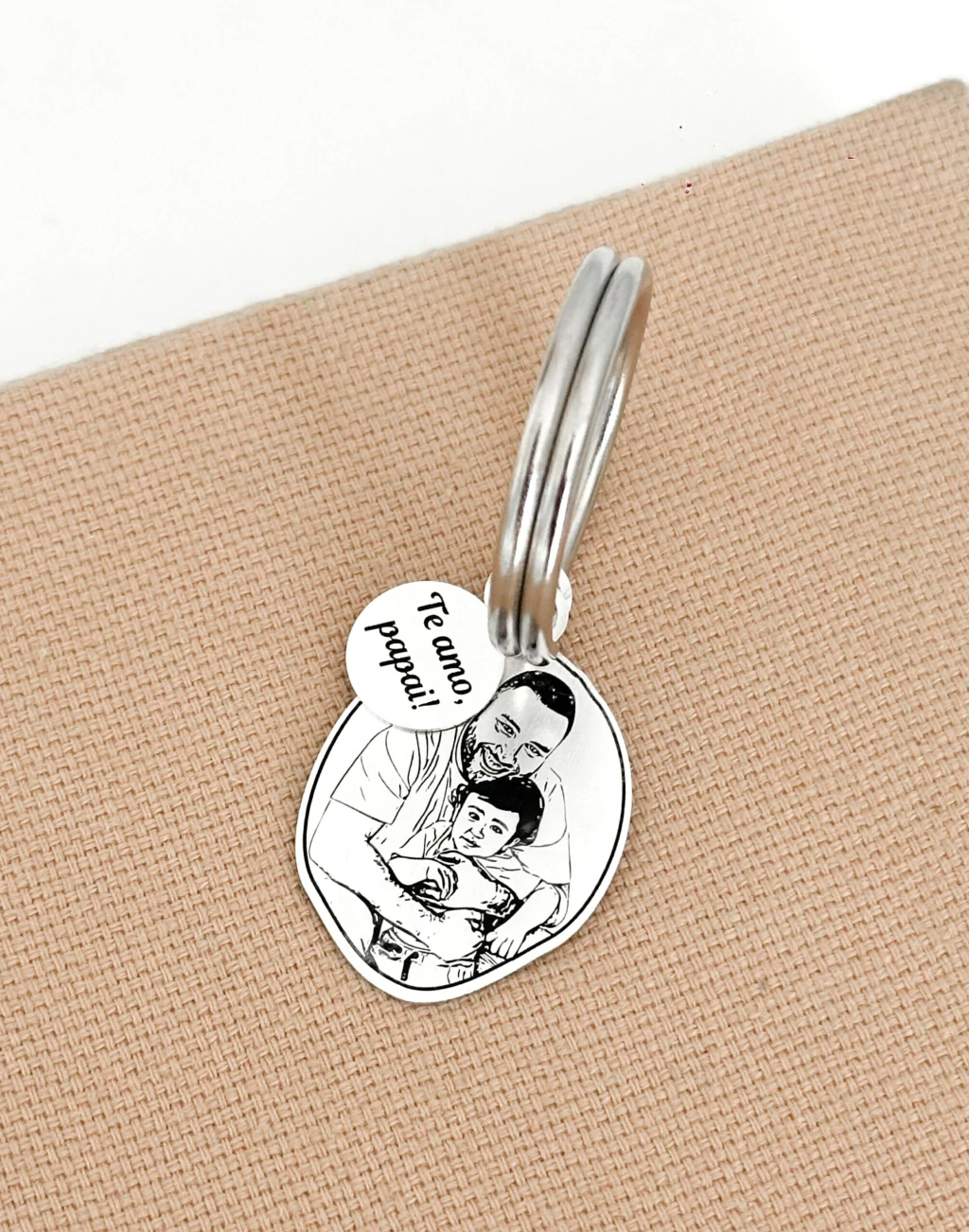 Chaveiro Orgânico Foto + Medalha ” Te Amo, Papai”