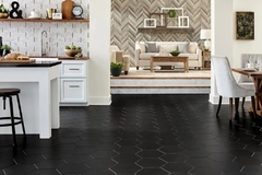 REVESTIMIENTO CERAMICO HEXAGONAL NEGRO MATE 20X23 PISO PARED - San Roque pisos y revestimientos