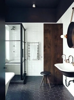 REVESTIMIENTO CERAMICO HEXAGONAL NEGRO MATE 20X23 PISO PARED - tienda online