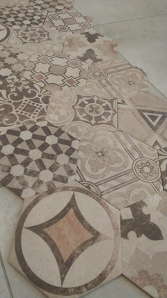 Revestimiento Ceramico Hexagonal Versalle mix Beige Mate 20x23 Piso Pared - tienda online