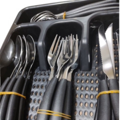 Conjunto De Talheres Com Porta Talheres 25 Peças Preto Inox - comprar online