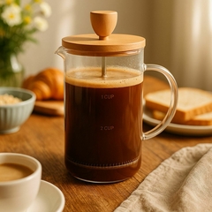 Cafeteira com Prensa 600ml Vidro e Bambu French Press - comprar online