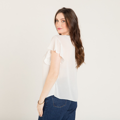 Blusa Chiffon Mangas Babado - Fiori Bianco