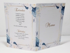 Cardápio Personalizado Floral Azul - c/40 unidades - Papelaria Mimos Personalizados