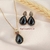 Conjunto Colar e Brincos Ágata Preta Perolada Banho Ouro 18k e Ródio Branco - comprar online