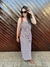 Vestido Longo Listrado com Fenda - JÔ MODAS OFICIAL