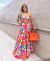 Vestido Longo Estampado Forado Com Bojo Vestido Decote V