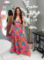 Vestido Longo Estampado Forado Com Bojo Vestido Decote V - comprar online