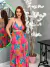 Vestido Longo Estampado Forado Com Bojo Vestido Decote V