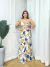 Vestido Longo Estampado Forado Com Bojo Vestido Decote V - comprar online