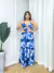 Vestido Longo Estampado Forado Com Bojo Vestido Decote V - comprar online