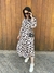 Vestido Manga Longa Elegante Moda Evangélica Estampa Animal Print