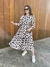 Vestido Manga Longa Elegante Moda Evangélica Estampa Animal Print - loja online