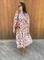 Vestido Manga Longa Elegante Moda Evangélica Estampa Animal Print