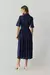 VESTIDO LINHO MIDI GOLA COS TRANS SAIA PREGAS