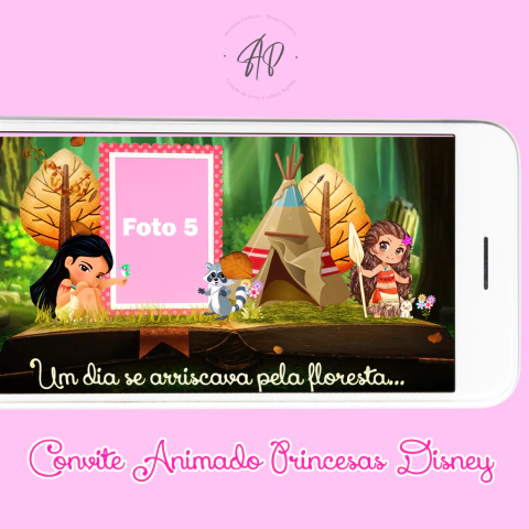 Convite Animado Princesas Disney
