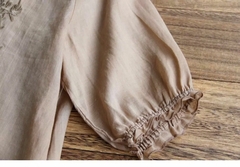 Imagem do Bata Indiana Algodão Linho Verão Blusa Mulheres enhoras Bordados Top Elegante