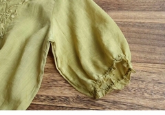 Bata Indiana Algodão Linho Verão Blusa Mulheres enhoras Bordados Top Elegante - Regra Sete Modas