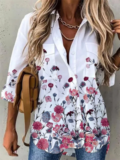 Blusa comprida mulher camisa casual blusa elegante mulher - Regra Sete Modas