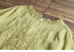 Bata Indiana Algodão Linho Verão Blusa Mulheres enhoras Bordados Top Elegante - loja online