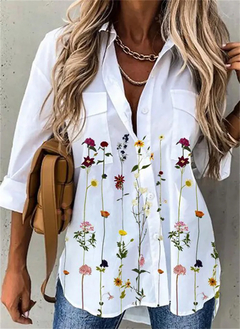 Blusa comprida mulher camisa casual blusa elegante mulher - Regra Sete Modas