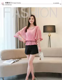 Blusa chiffon para mulheres, renda de algodão - comprar online