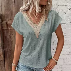 Blusa chiffon para mulheres, renda de algodão na internet