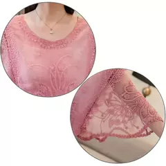 Imagem do Blusa chiffon para mulheres, renda de algodão