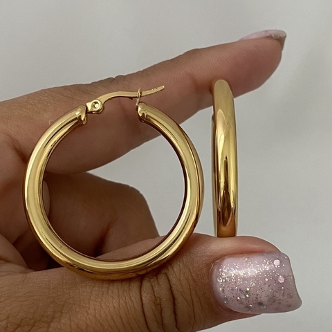 Argollas Acero Dorado 35mm (cod 12999)