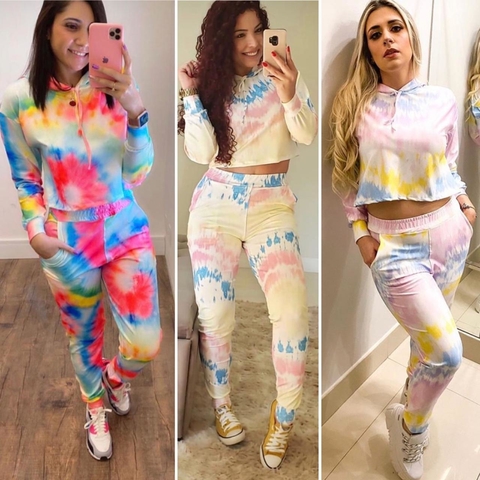 Conjunto Calça e Blusa com Capuz Tie Dye