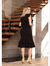 Vestido Midi Branco Off Babado Noiva (PRETO) - loja online