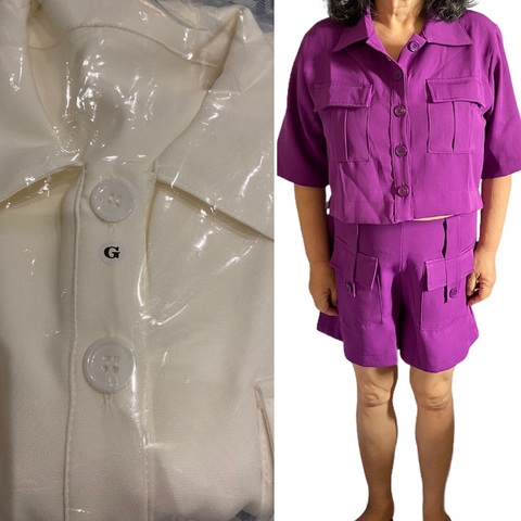 Conjunto short e cropped alfaiataria