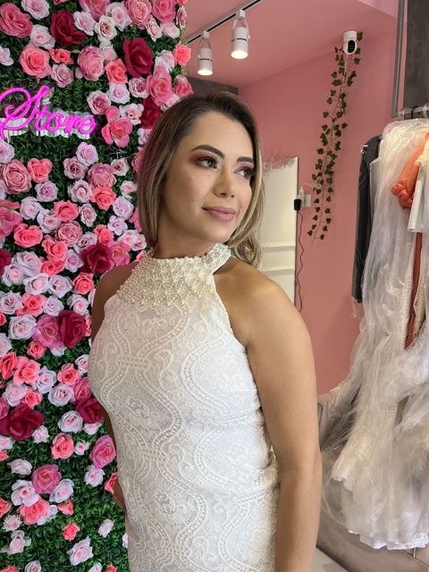 Vestido Mulete Renda Branca Noiva OFF