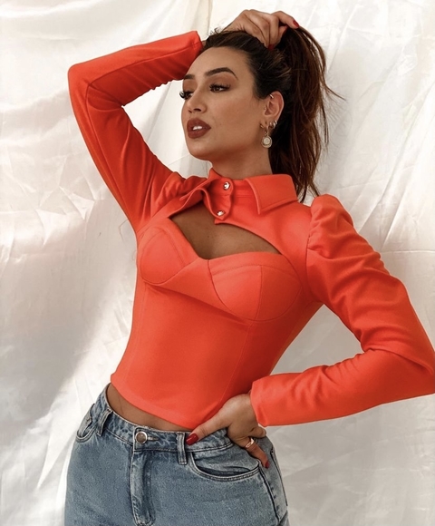 Jaqueta Cropped Laranja P