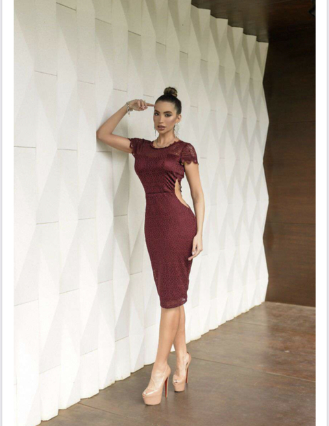 Vestido Midi Marsala com Laço