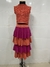 Saia Midi Tricot camadas bicolor Tendência