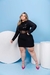 VESTIDO PLUS SIZE PRETO COM PAETE E MANGA LONGA - comprar online