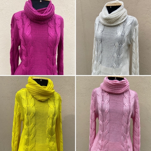 Blusa Tricot Gola Alta Trançada na internet