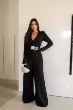 Macacao Pantalona Com cinto