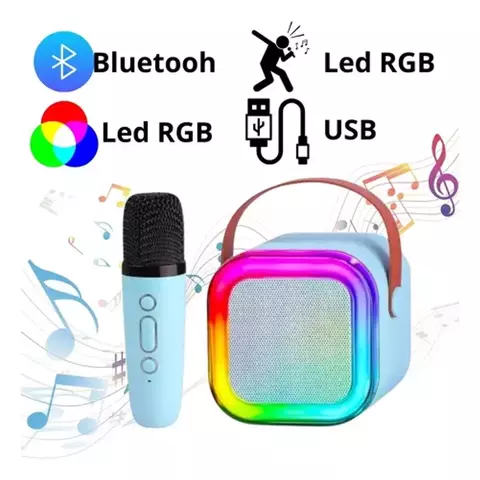 Mini Karaoke Portátil com Microfone Caixa e Som Midfour